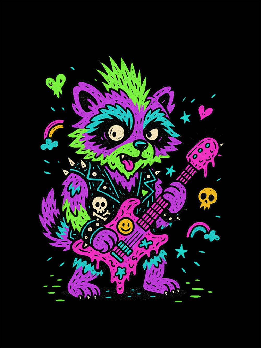 trippy raccoon Washed Tshirt