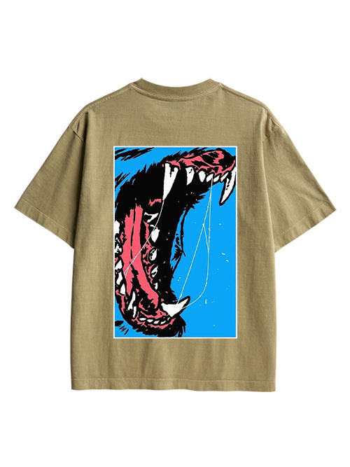 Beast Roar Double Sided Print Washed TShirt