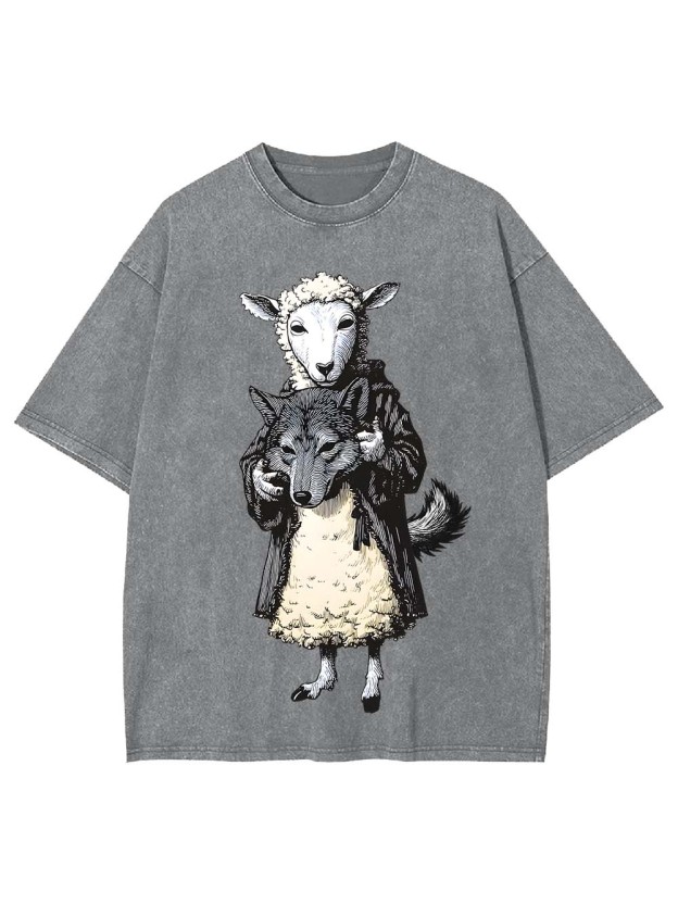 Sheep Wolf Mask Washed Tshirt