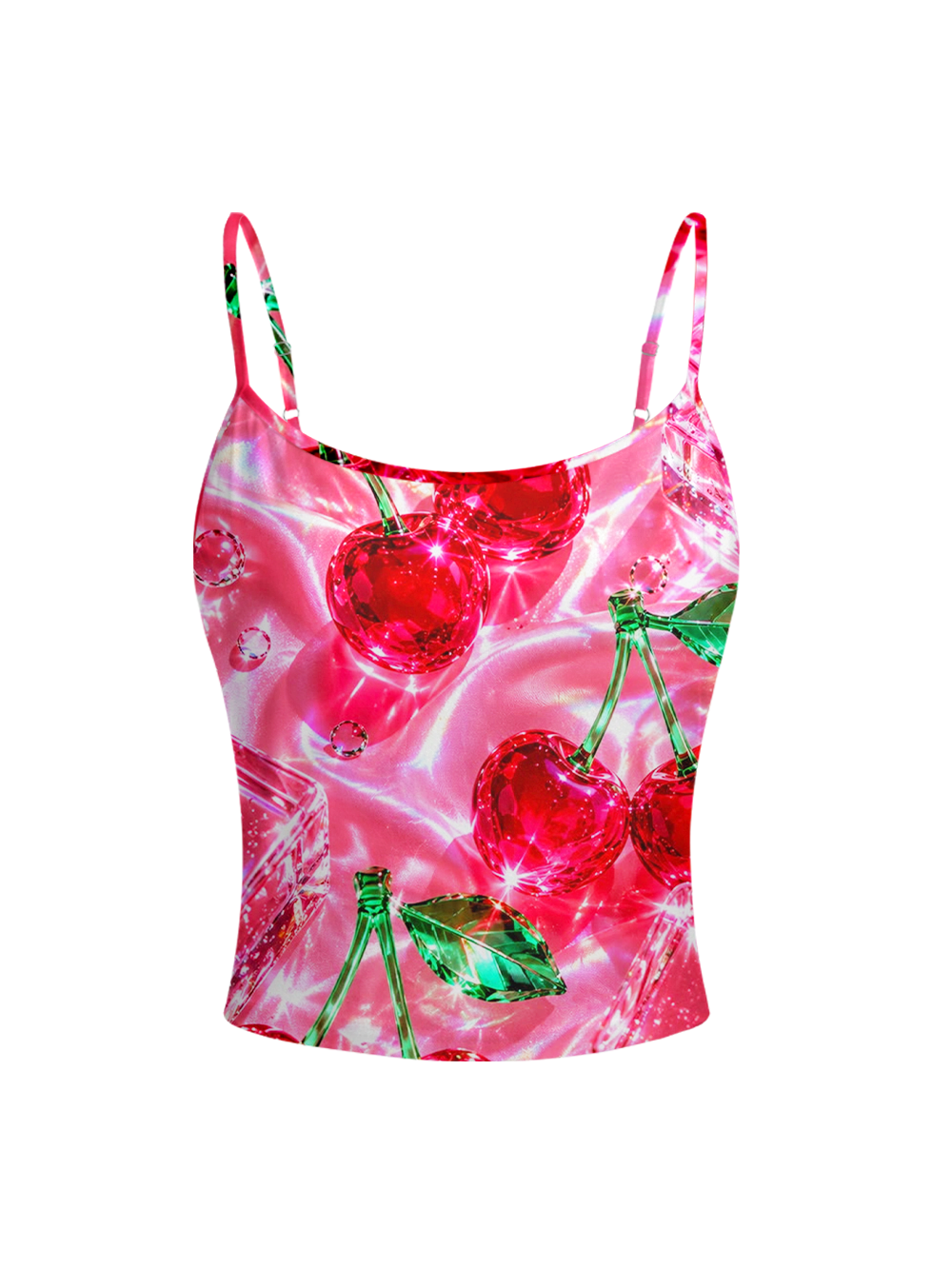 SPARKLING CHERRIES FULL-PRINT SPAGHETTI-STRAP TOP
