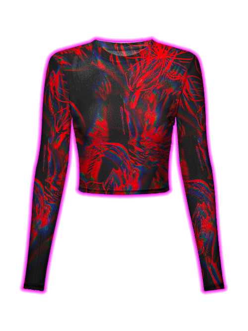 Red Abstract Flames Mesh Top-ClassyOutlaw Sale