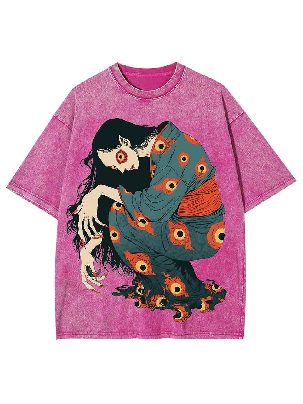 Eye Patterned Woman Washed Tshirt
