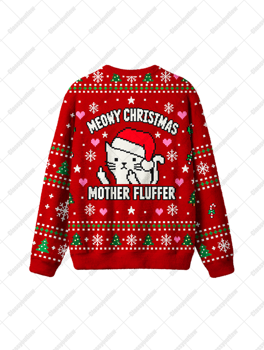 MEOWY FLUFFER CAT UGLY CHRISTMAS SWEATSHIRT