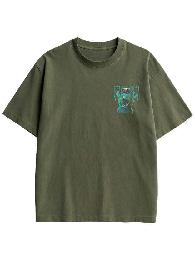 MEOWFO DOUBLE SIDED PRINT WASHED TSHIRT