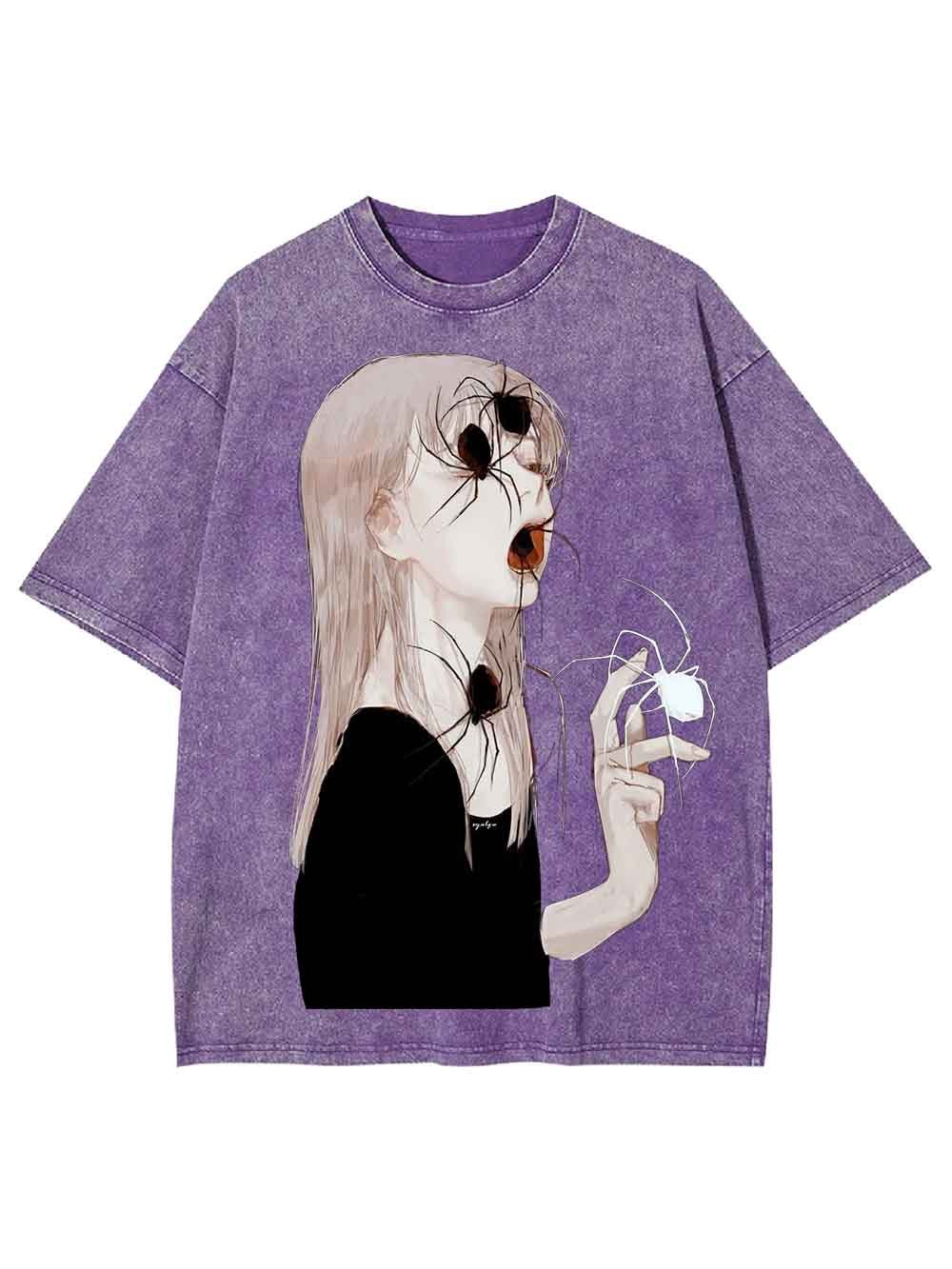 Spider Veiled Girl Washed Tshirt