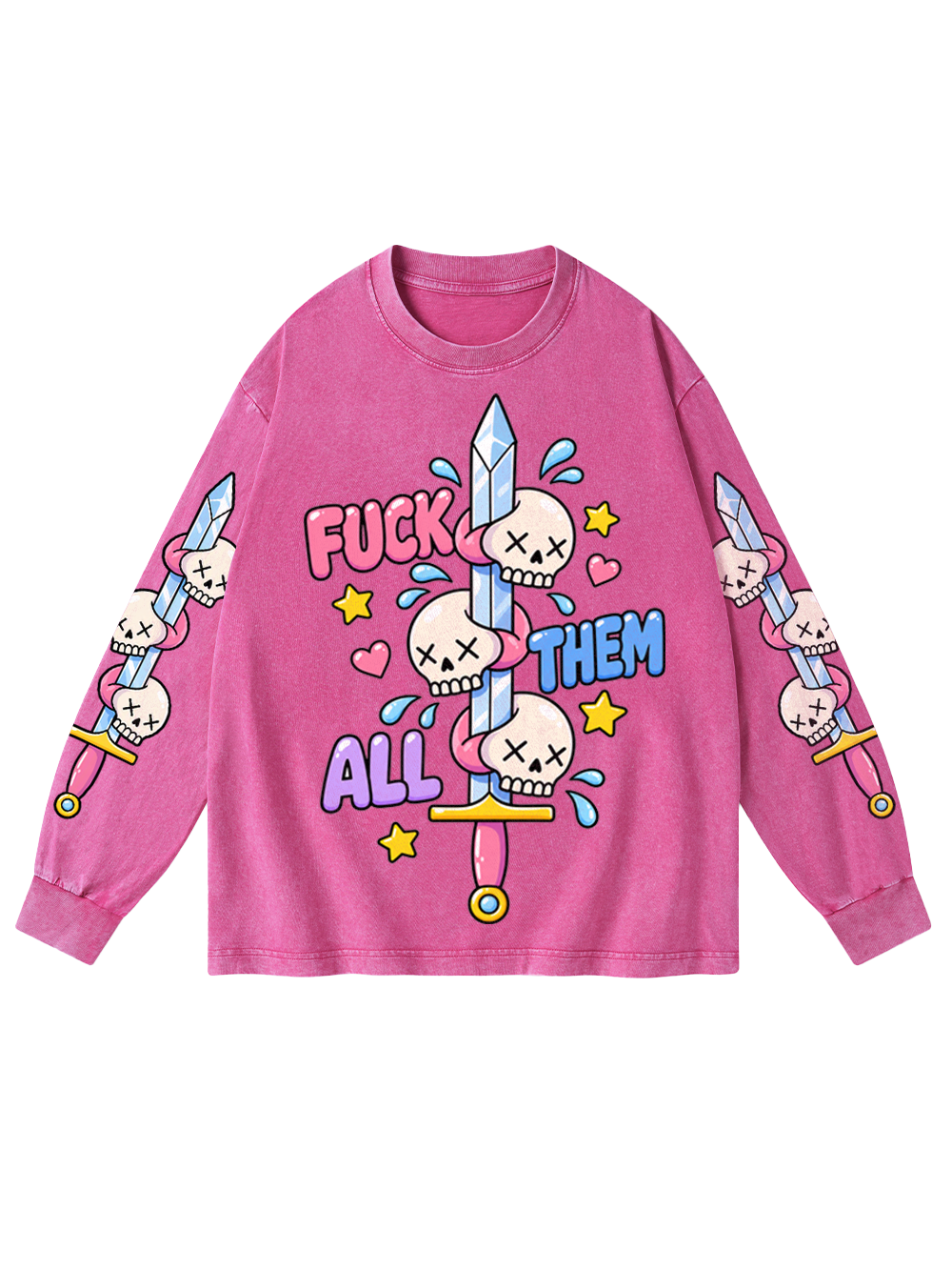 PASTEL REVENGE WASHED LONG-SLEEVE GRAPHIC TSHIRT