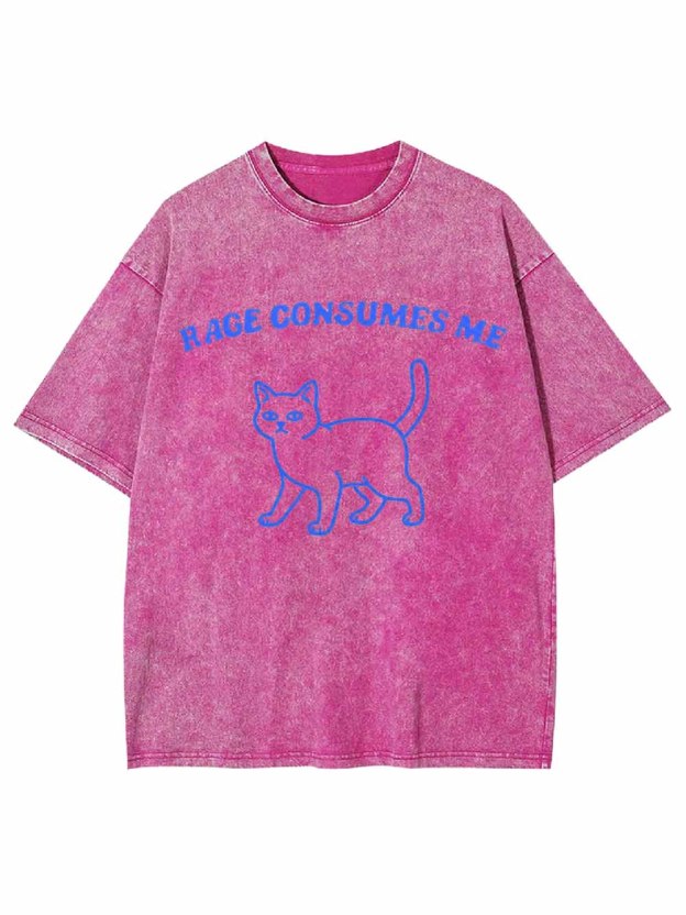 Rage Consumes Me Cat Washed Tshirt