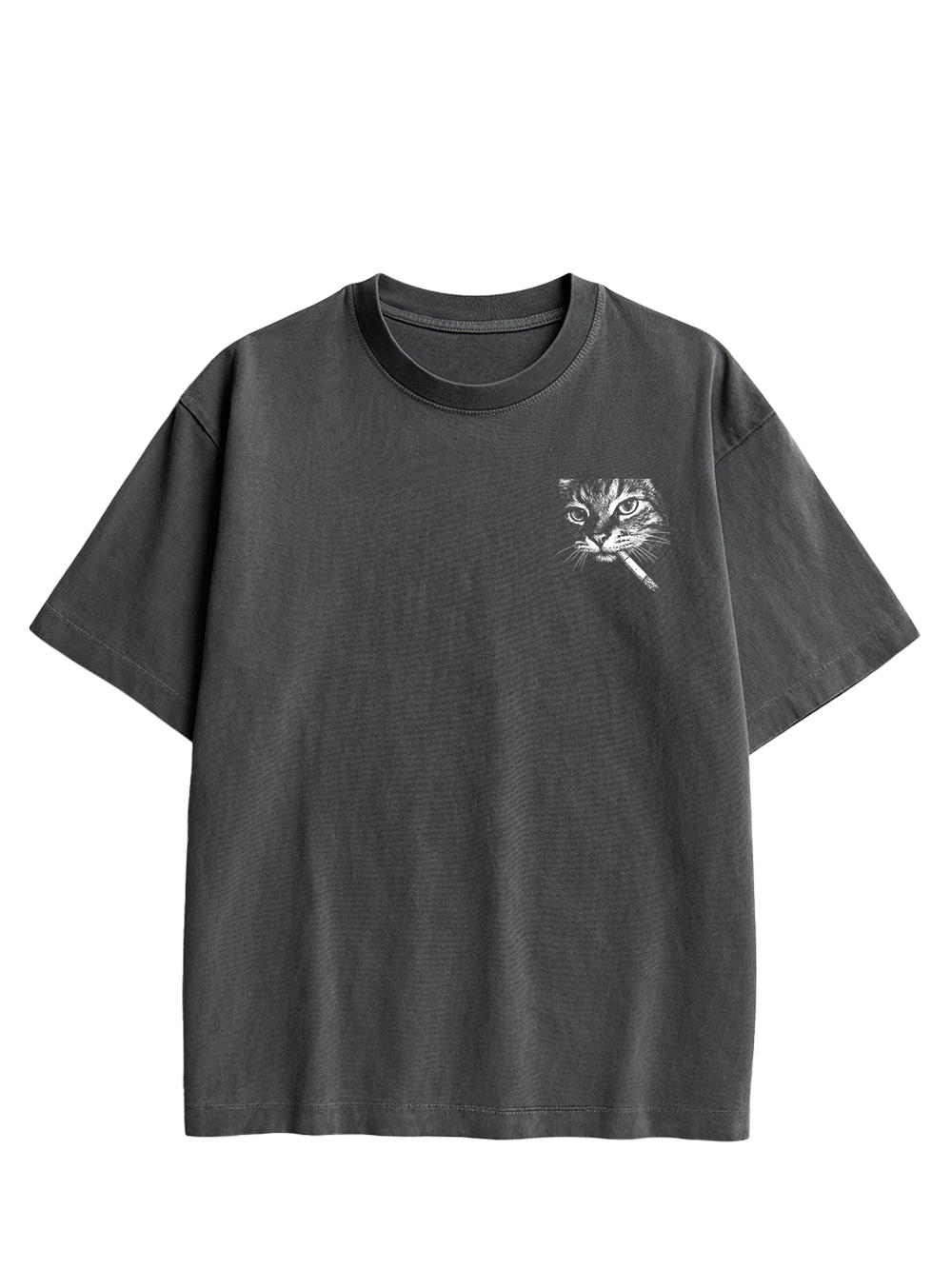 Sad Cat Energy Double Sided Print Washed TShirt