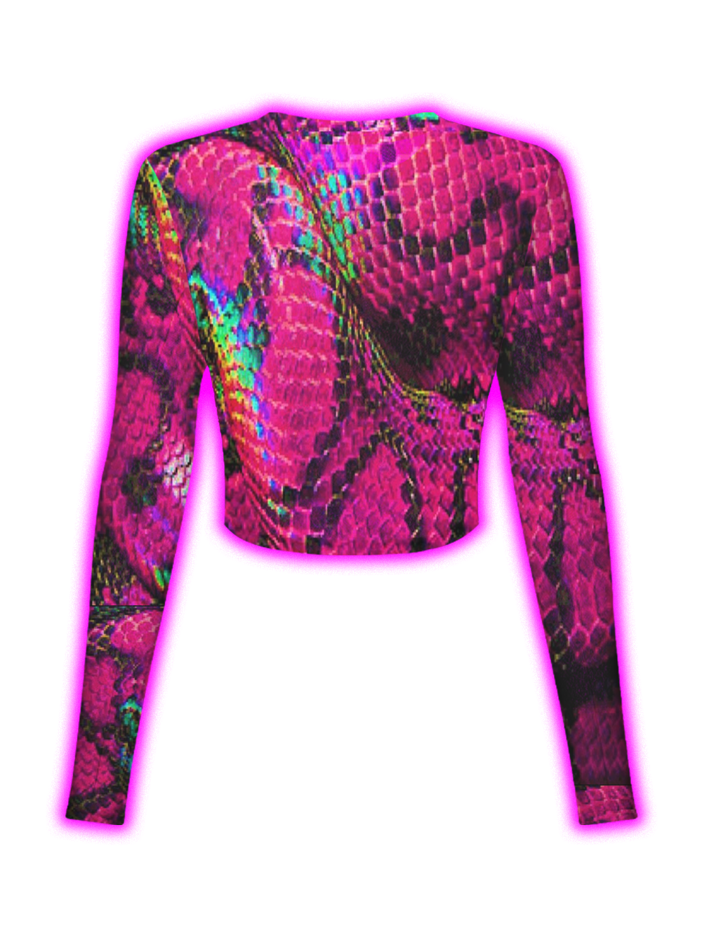 Neon Serpent Holographic Snakeskin Mesh Top