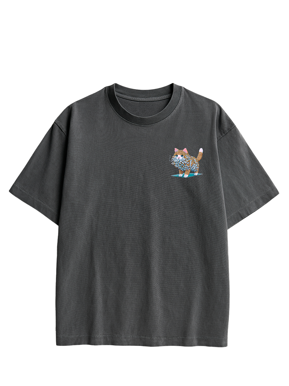 Cigarette Cat Double Sided Print Washed TShirt