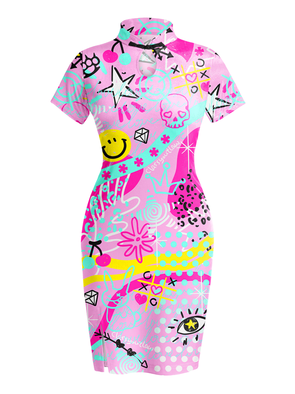 DOODLE CHIC QIPAO MINI DRESS