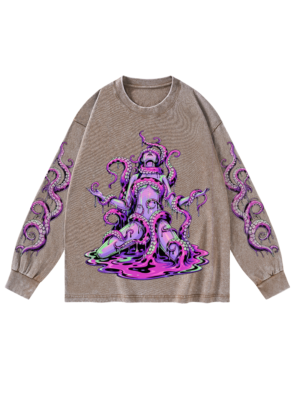 TENTACLE GODDESS WASHED LONG-SLEEVE GRAPHIC TSHIRT