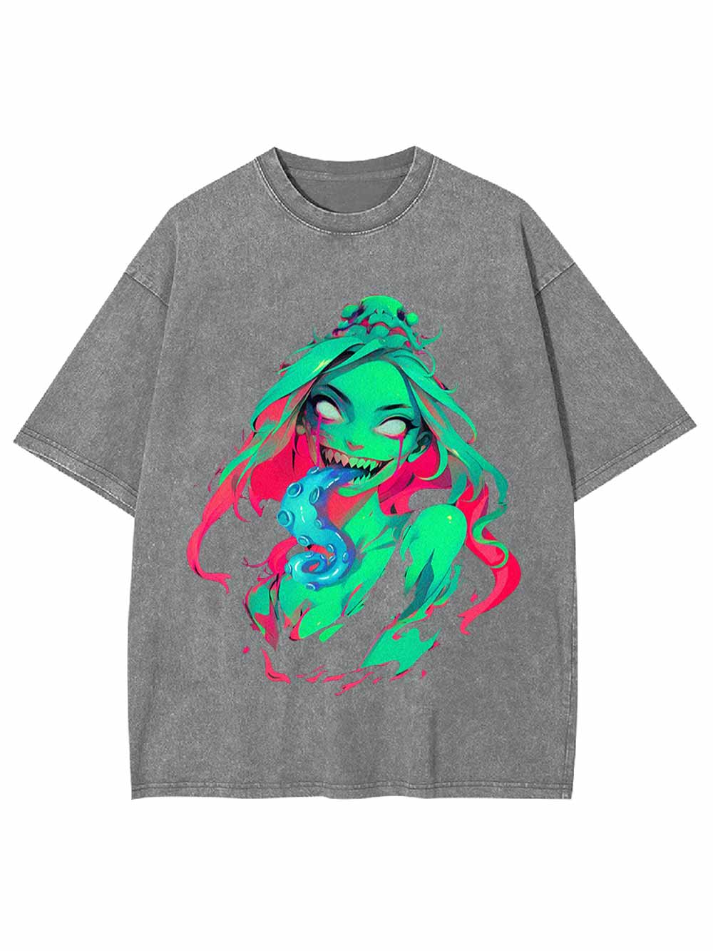 Tentacles Evil Girl Washed Tshirt