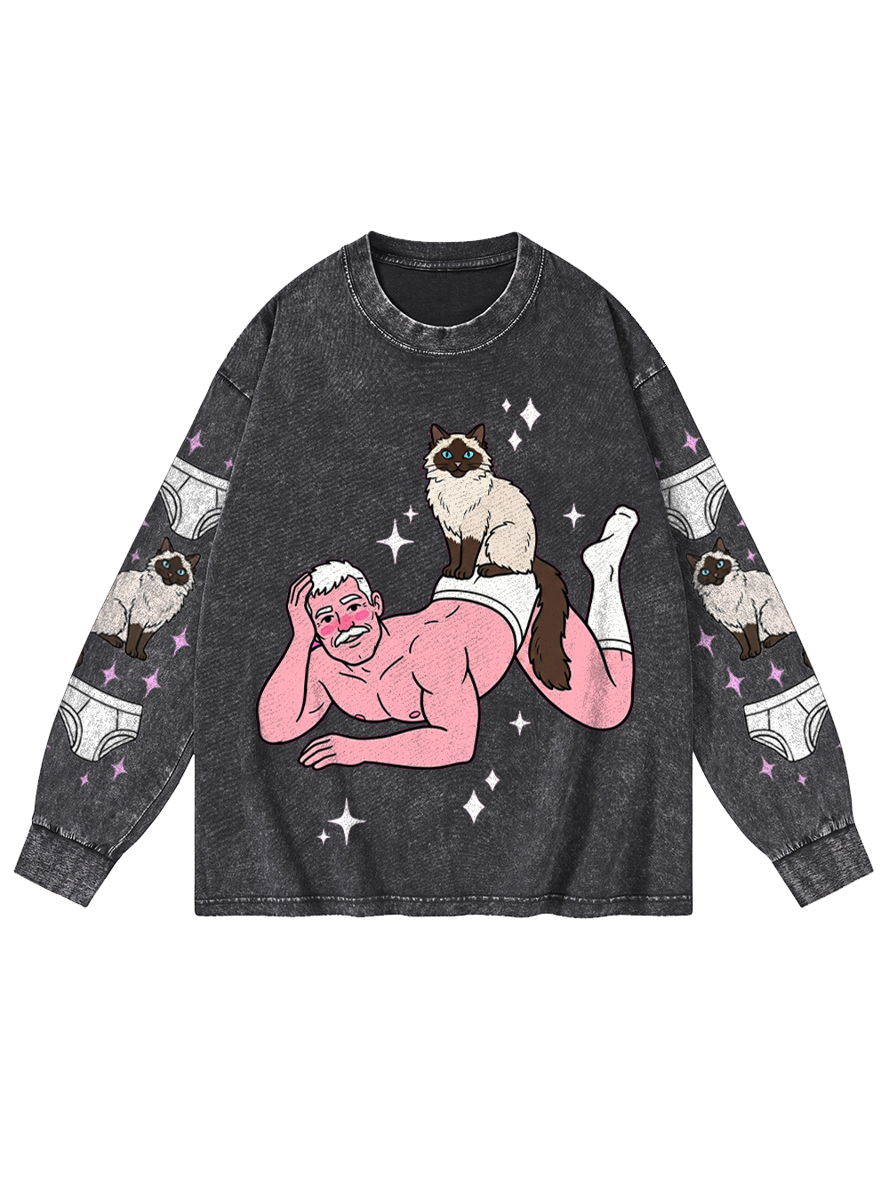 CAT DADDY PIN-UP WASHED LONG-SLEEVE GRAPHIC TSHIRT