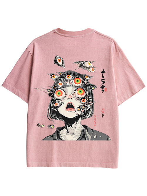 MULTITUDE OF GAZES DOUBLE SIDED PRINT WASHED TSHIRT