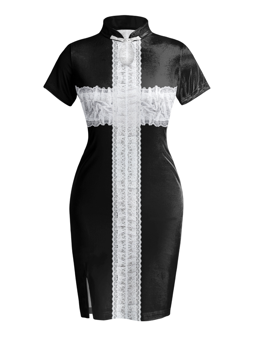 LACE CROSS QIPAO MINI DRESS
