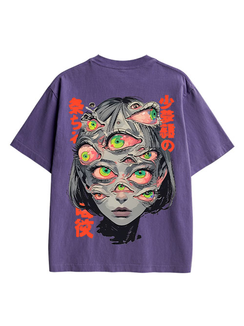 THOUSAND EYED FANTASY DOUBLE SIDED PRINT WASHED TSHIRT