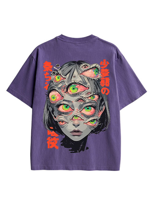 THOUSAND EYED FANTASY DOUBLE SIDED PRINT WASHED TSHIRT