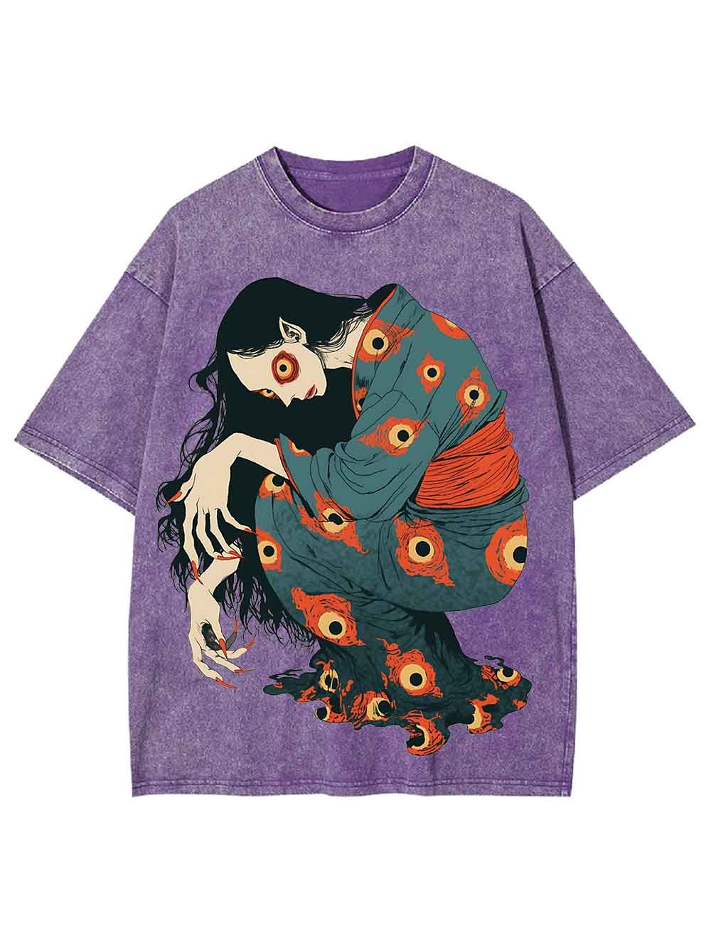 Eye Patterned Woman Washed Tshirt