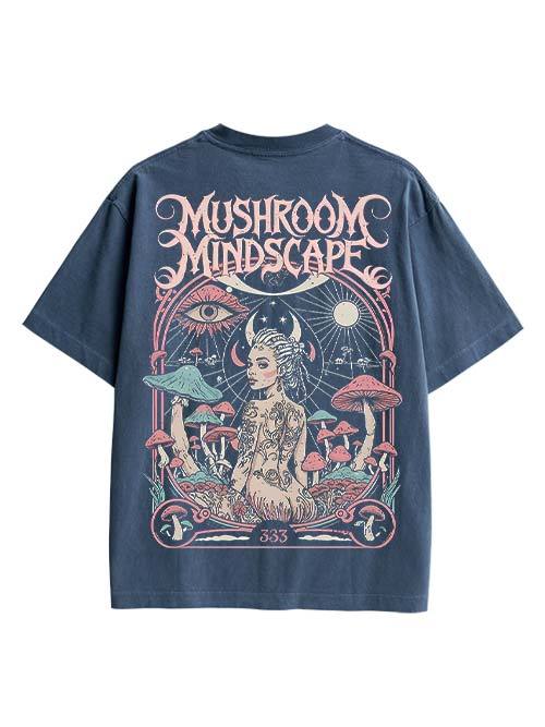 Mushroom Mindscape Double Sided Print Washed TShirt
