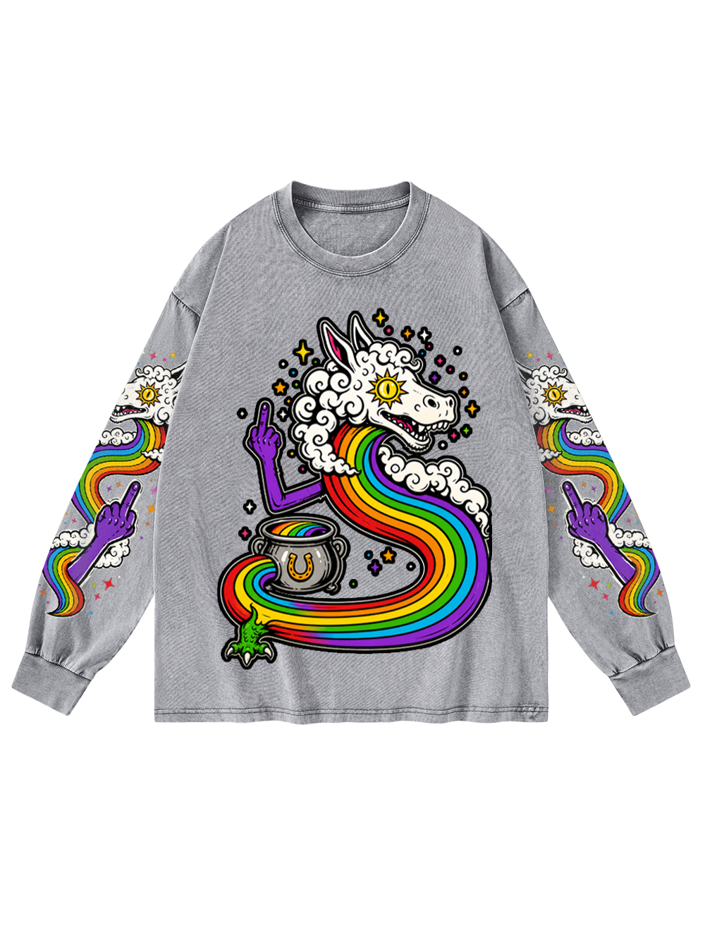 CLOUD MONSTER WASHED LONG-SLEEVE GRAPHIC TSHIRT