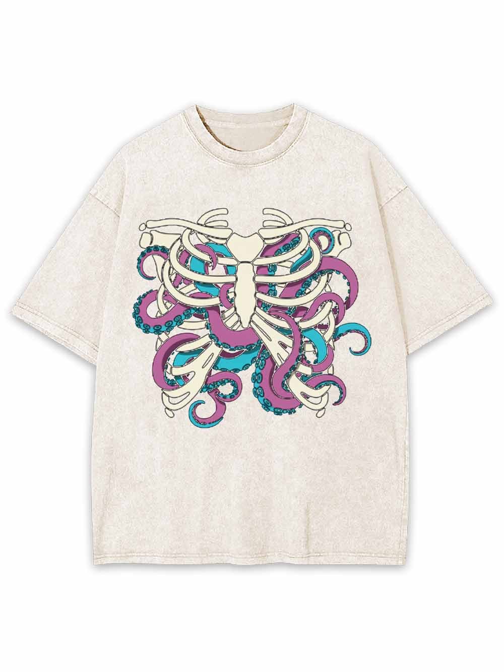 Skull Octopus Tentacles Washed Tshirt