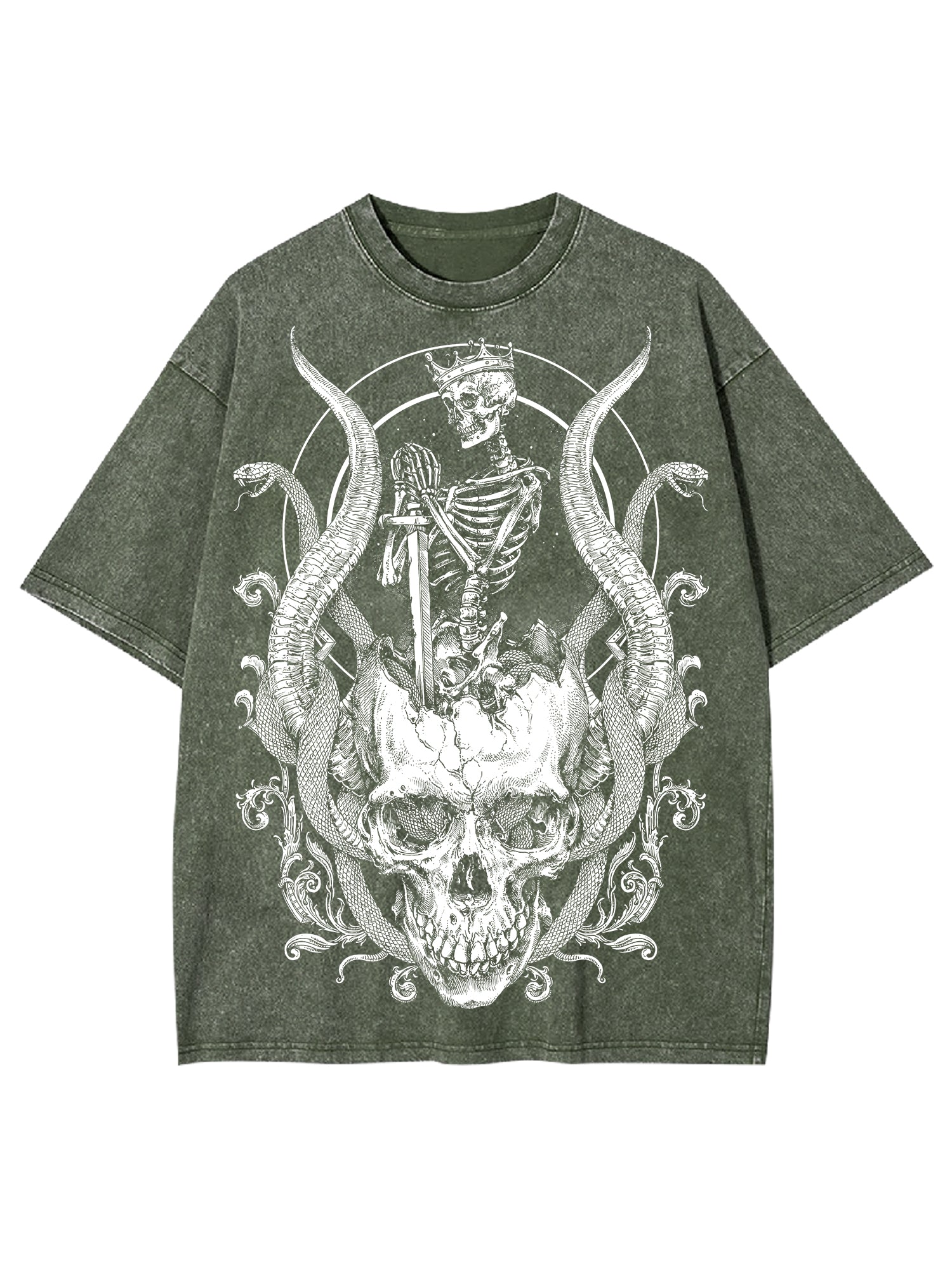 Skeleton King Washed Tshirt-ClassyOutlaw