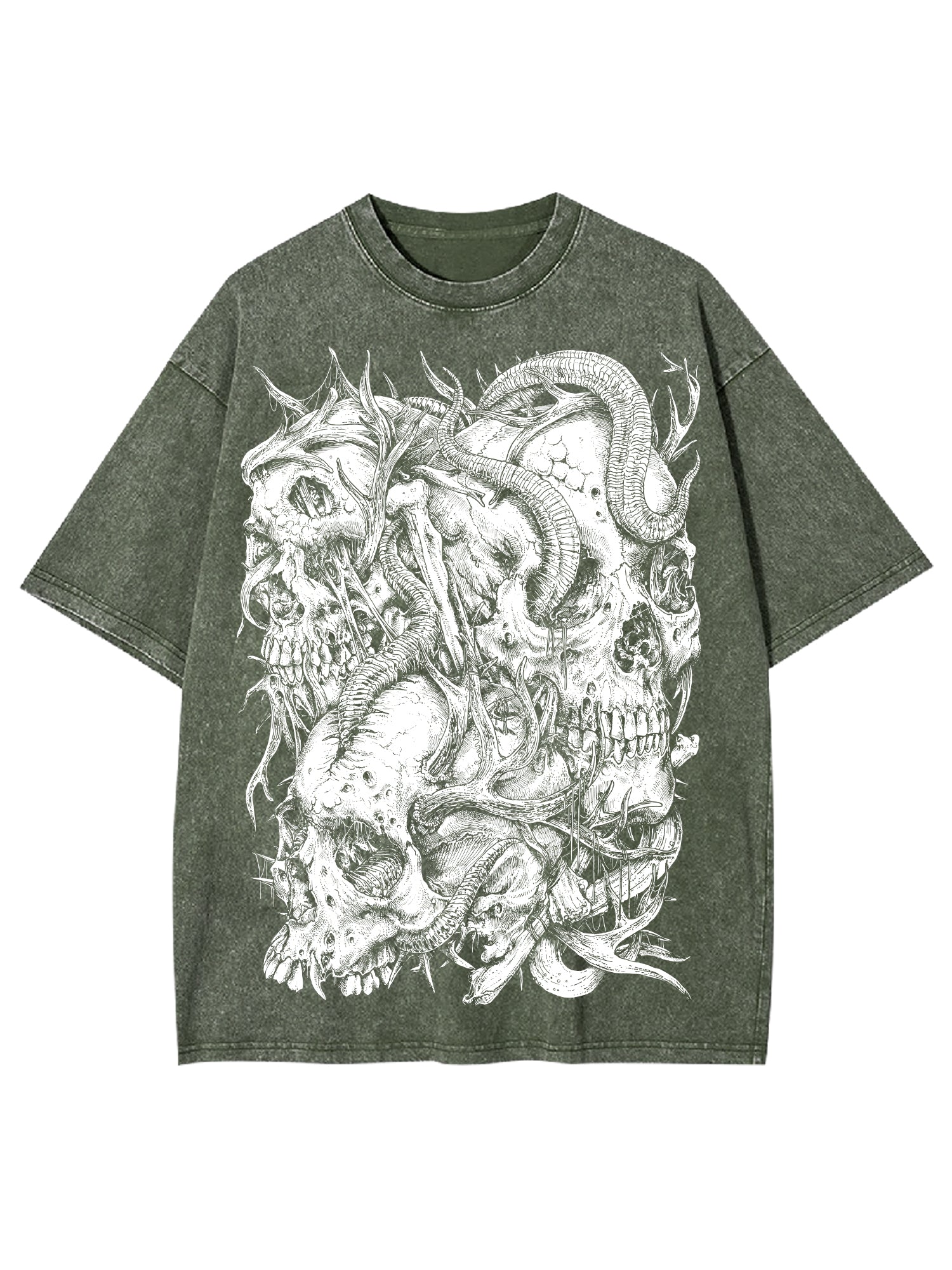 Skulls Washed Tshirt-ClassyOutlaw
