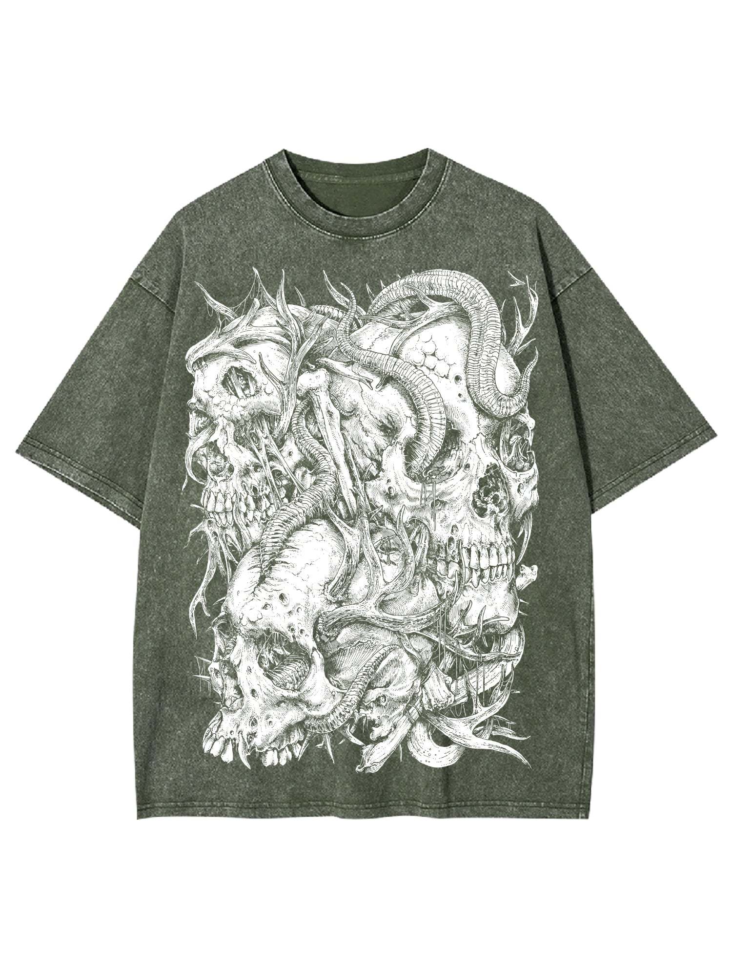 Skulls Washed Tshirt-ClassyOutlaw