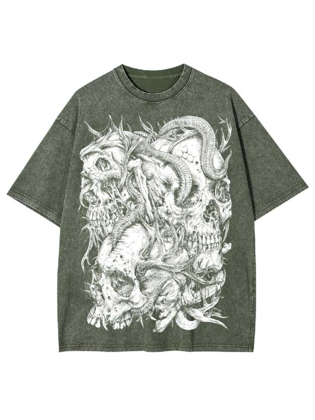 Skulls Washed Tshirt-ClassyOutlaw