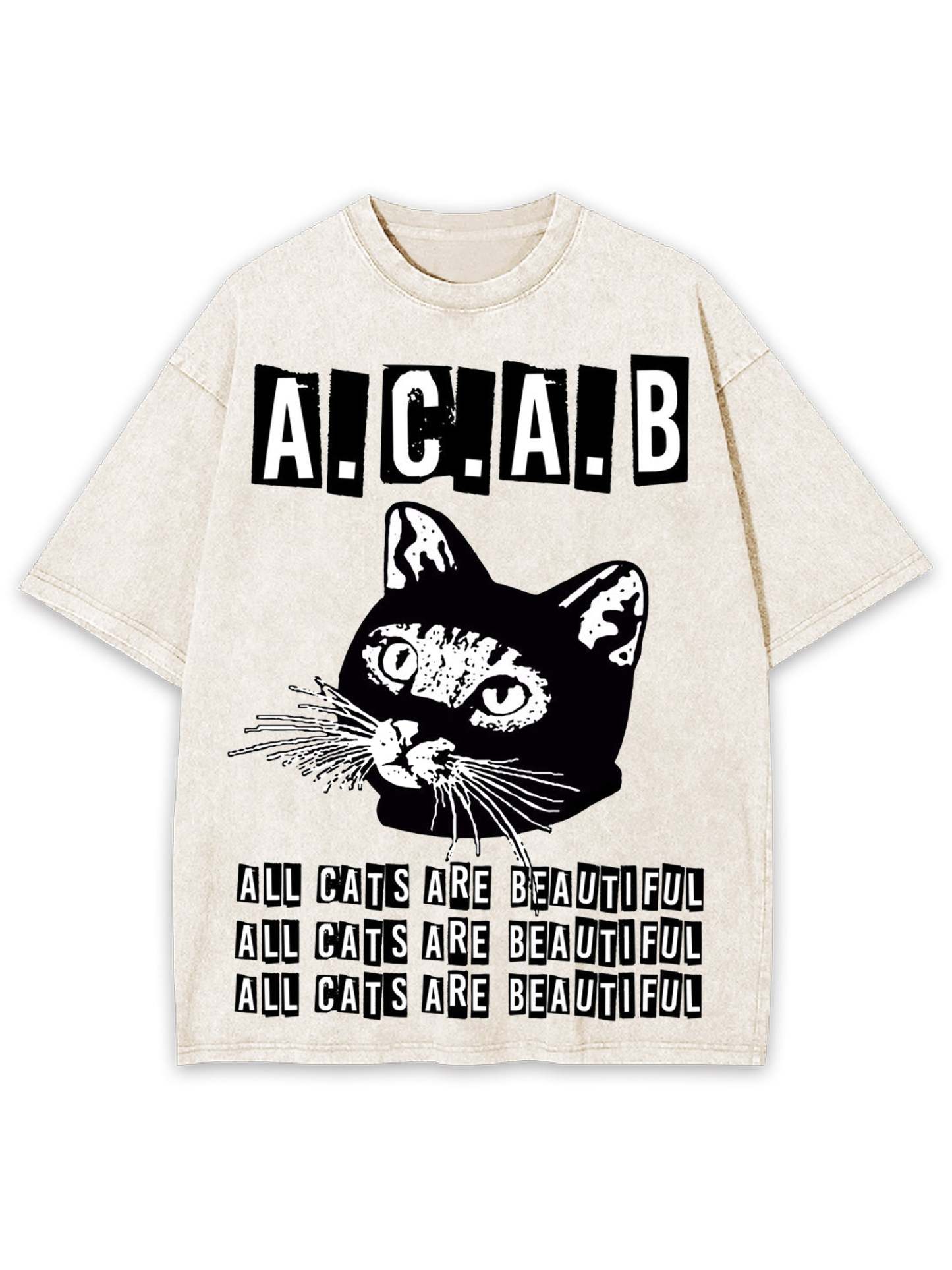 All Cats Are Beautiful Washed Tshirt-ClassyOutlaw