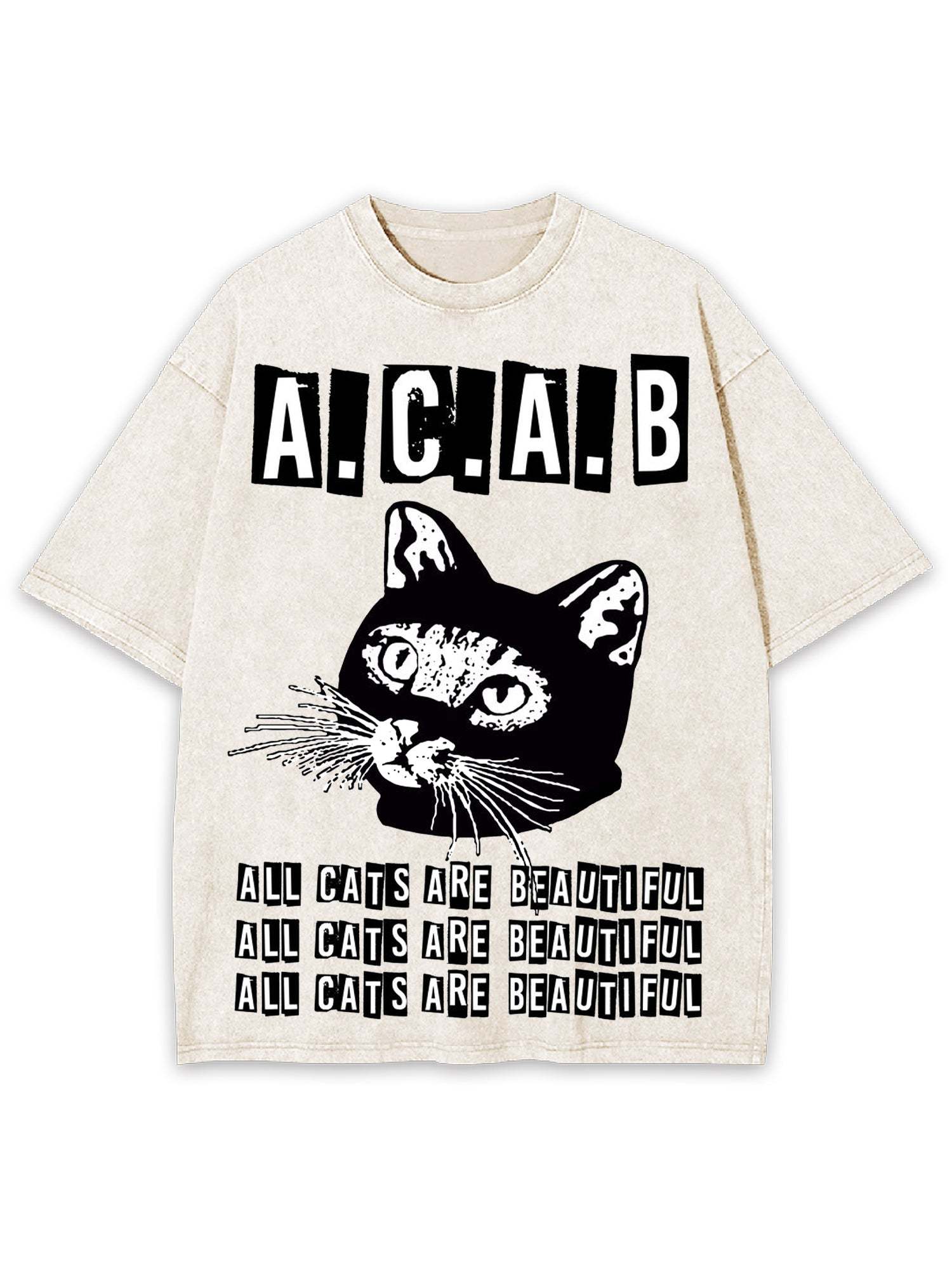 All Cats Are Beautiful Washed Tshirt-ClassyOutlaw