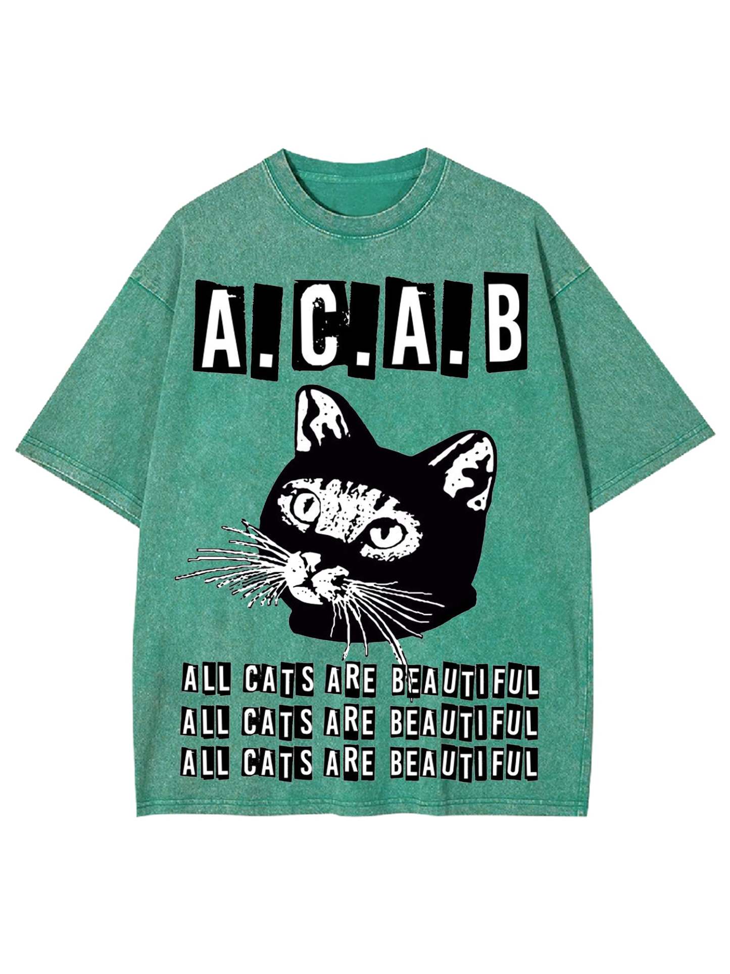 All Cats Are Beautiful Washed Tshirt-ClassyOutlaw