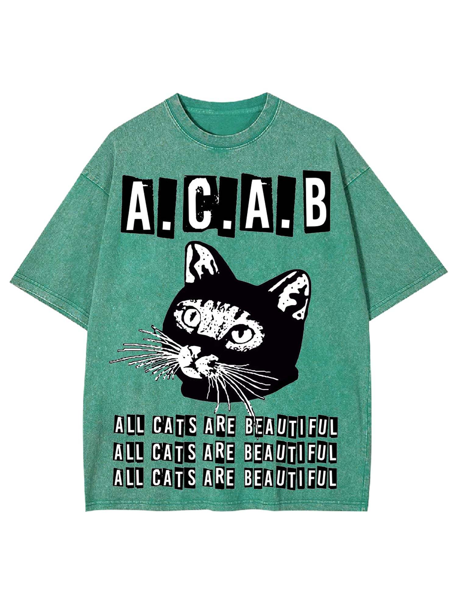 All Cats Are Beautiful Washed Tshirt-ClassyOutlaw