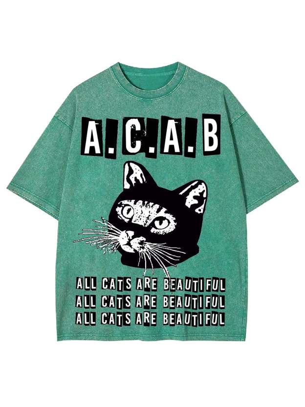 All Cats Are Beautiful Washed Tshirt-ClassyOutlaw