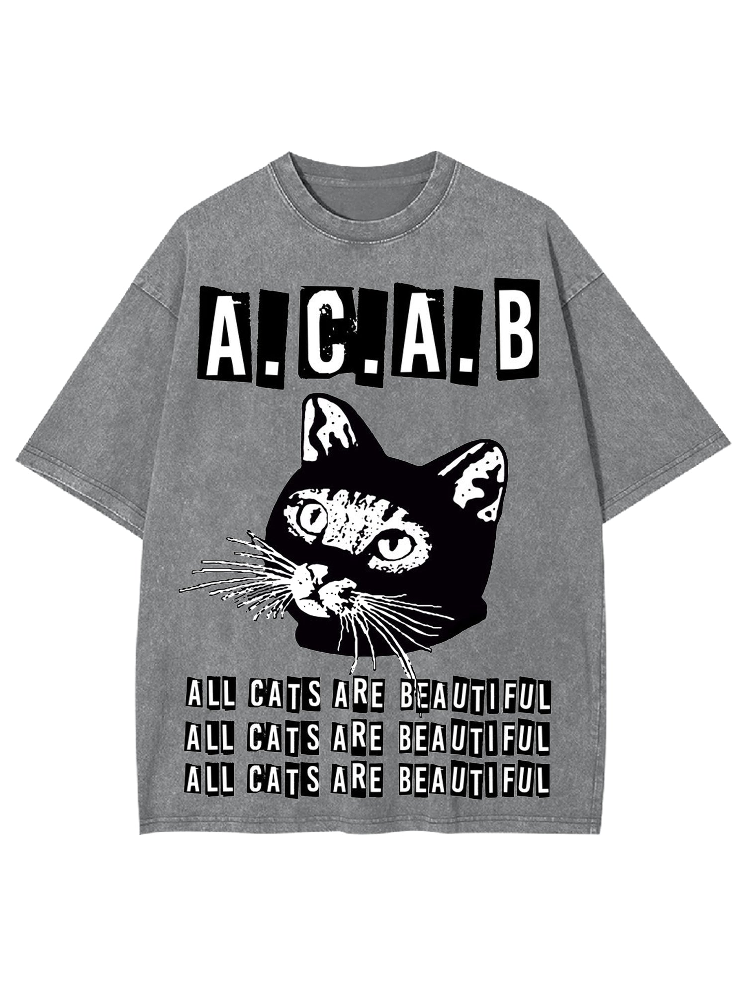 All Cats Are Beautiful Washed Tshirt-ClassyOutlaw