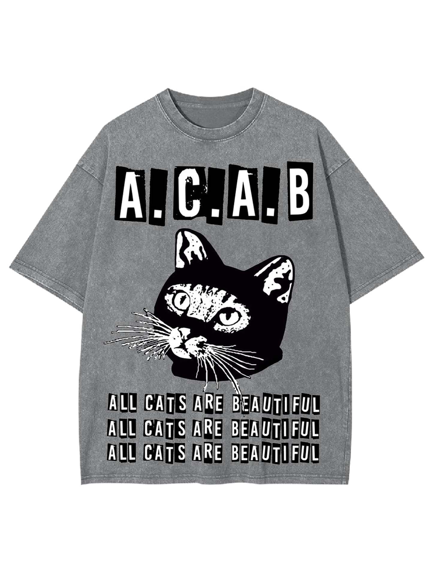 All Cats Are Beautiful Washed Tshirt-ClassyOutlaw
