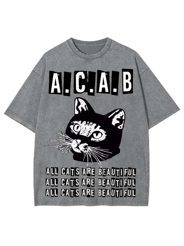 All Cats Are Beautiful Washed Tshirt-ClassyOutlaw