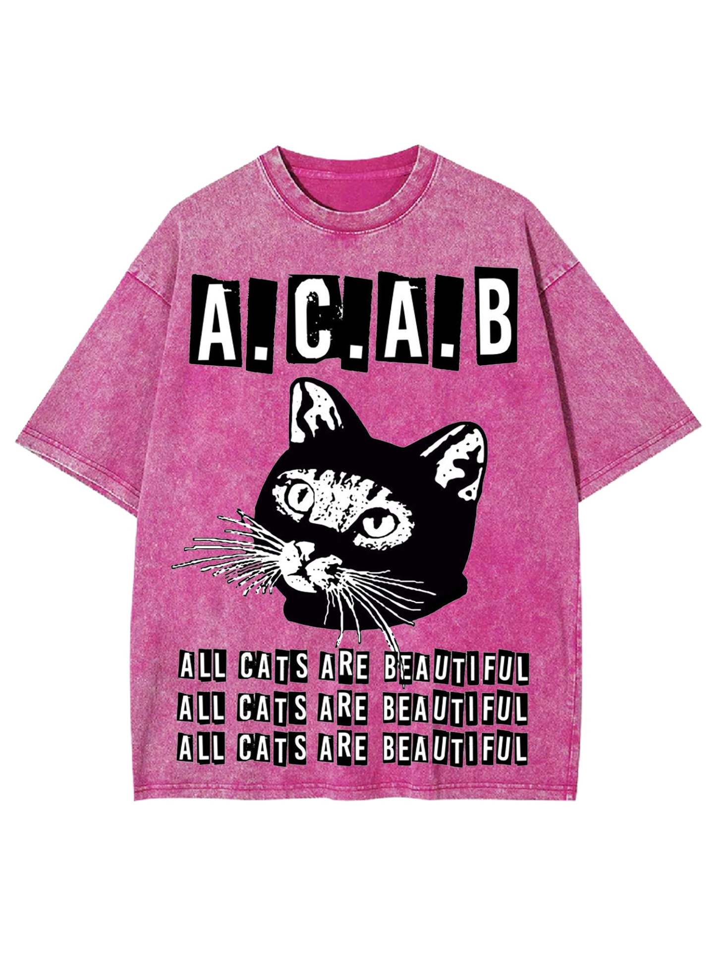 All Cats Are Beautiful Washed Tshirt-ClassyOutlaw
