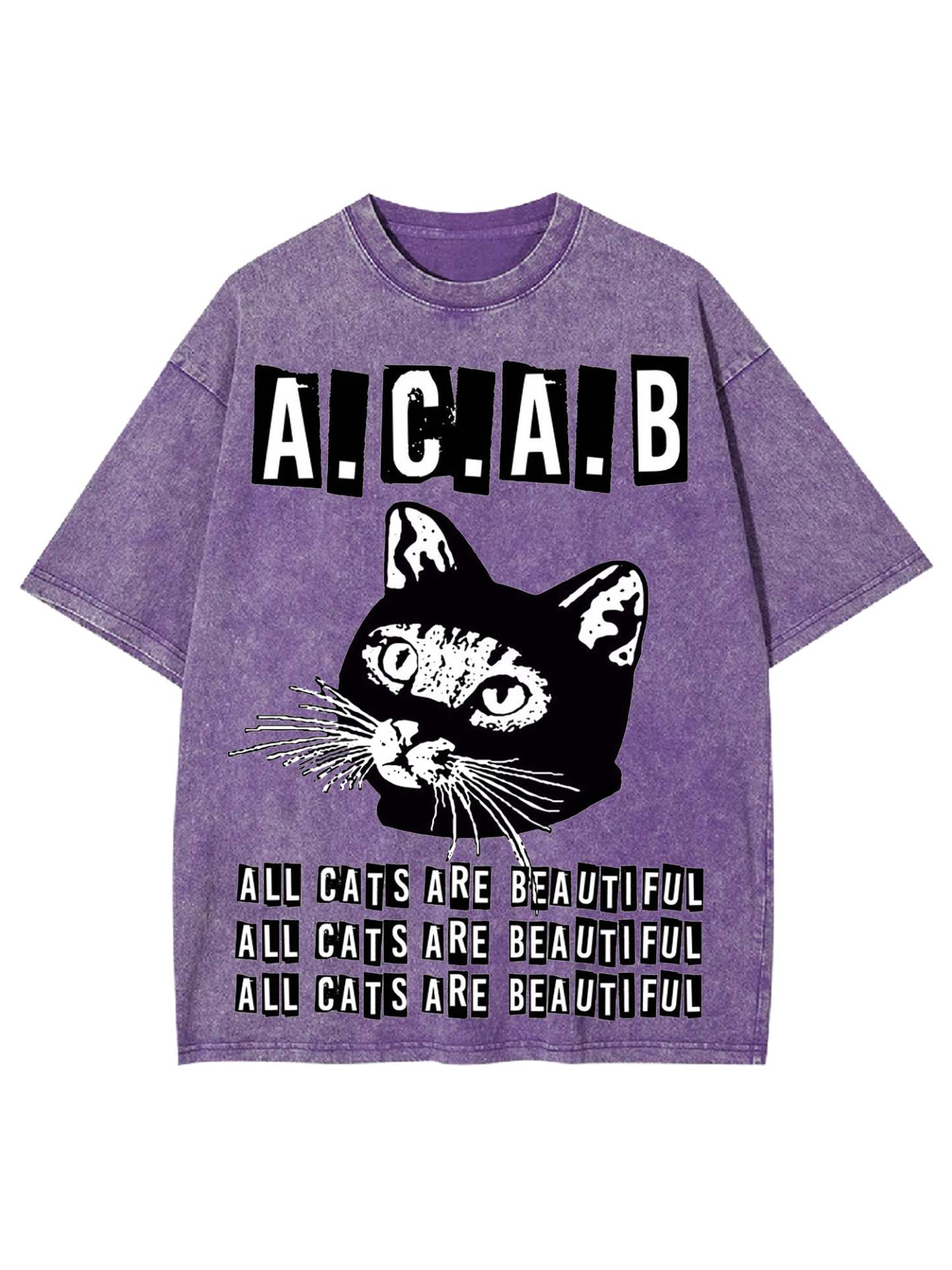 All Cats Are Beautiful Washed Tshirt-ClassyOutlaw