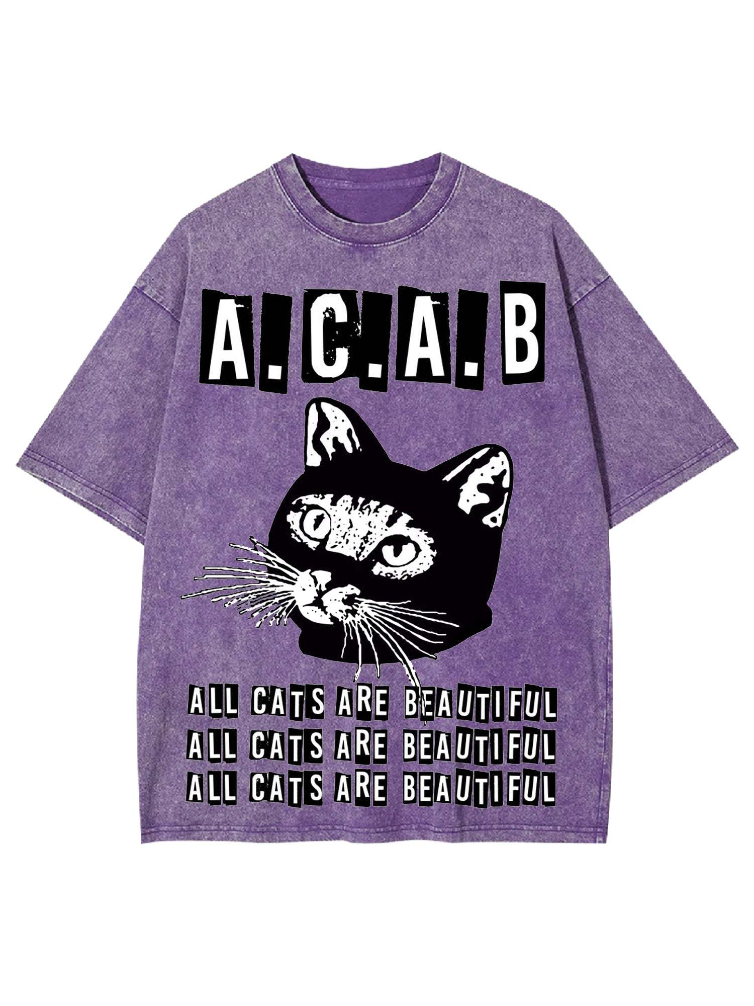 All Cats Are Beautiful Washed Tshirt-ClassyOutlaw