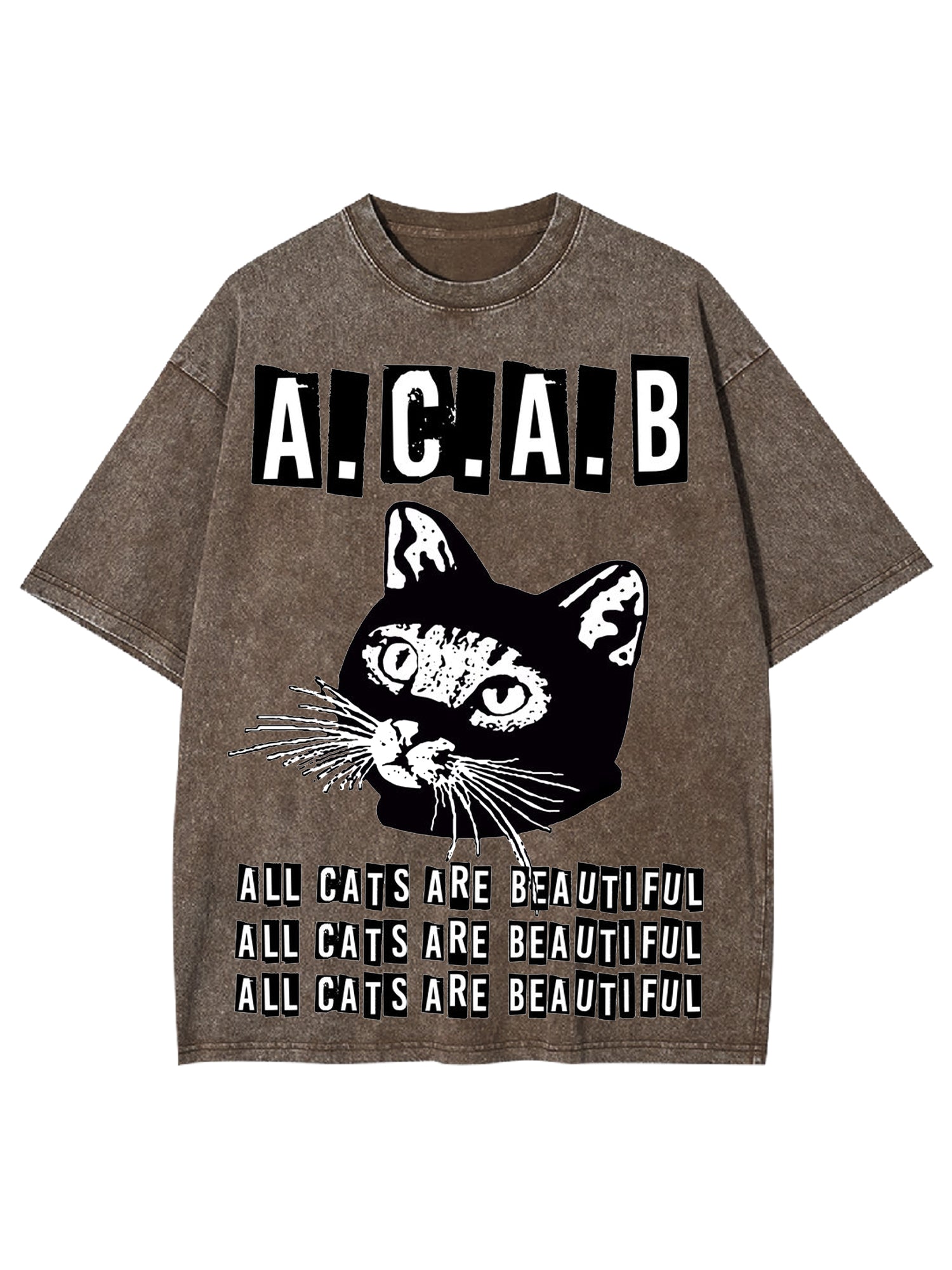 All Cats Are Beautiful Washed Tshirt-ClassyOutlaw