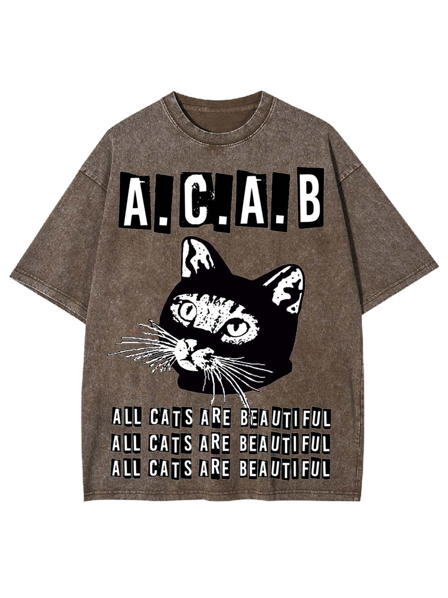 All Cats Are Beautiful Washed Tshirt-ClassyOutlaw