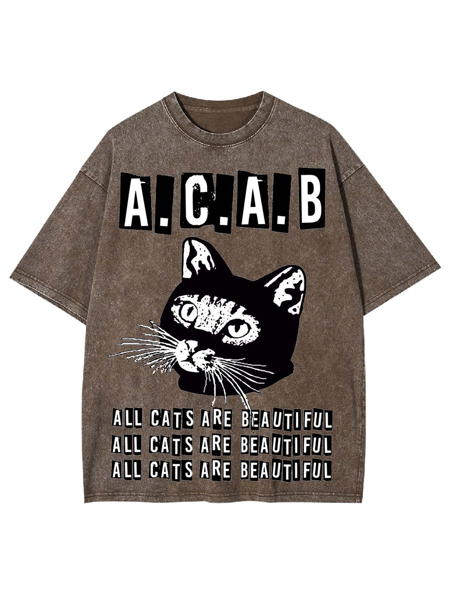 All Cats Are Beautiful Washed Tshirt-ClassyOutlaw