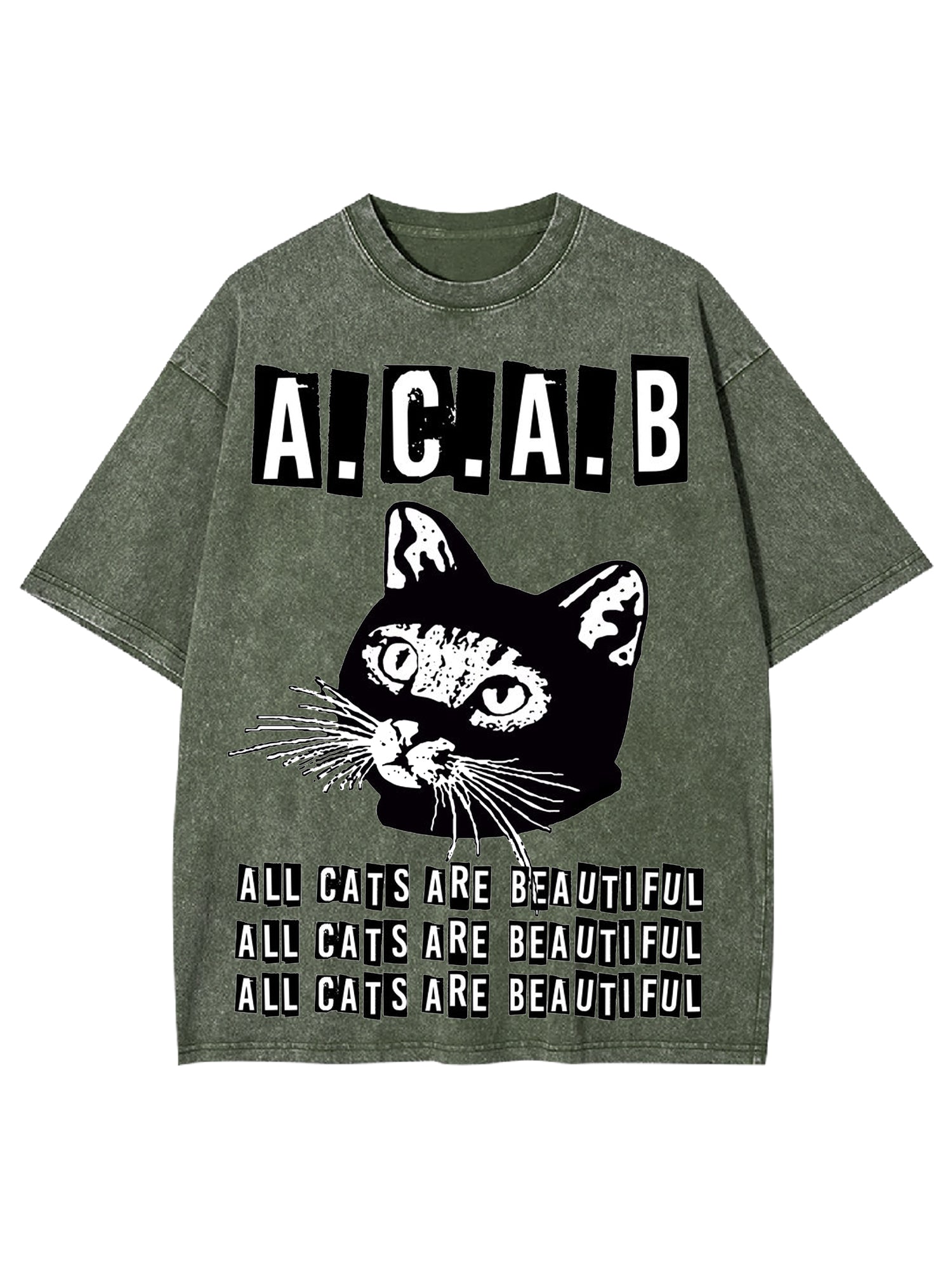 All Cats Are Beautiful Washed Tshirt-ClassyOutlaw