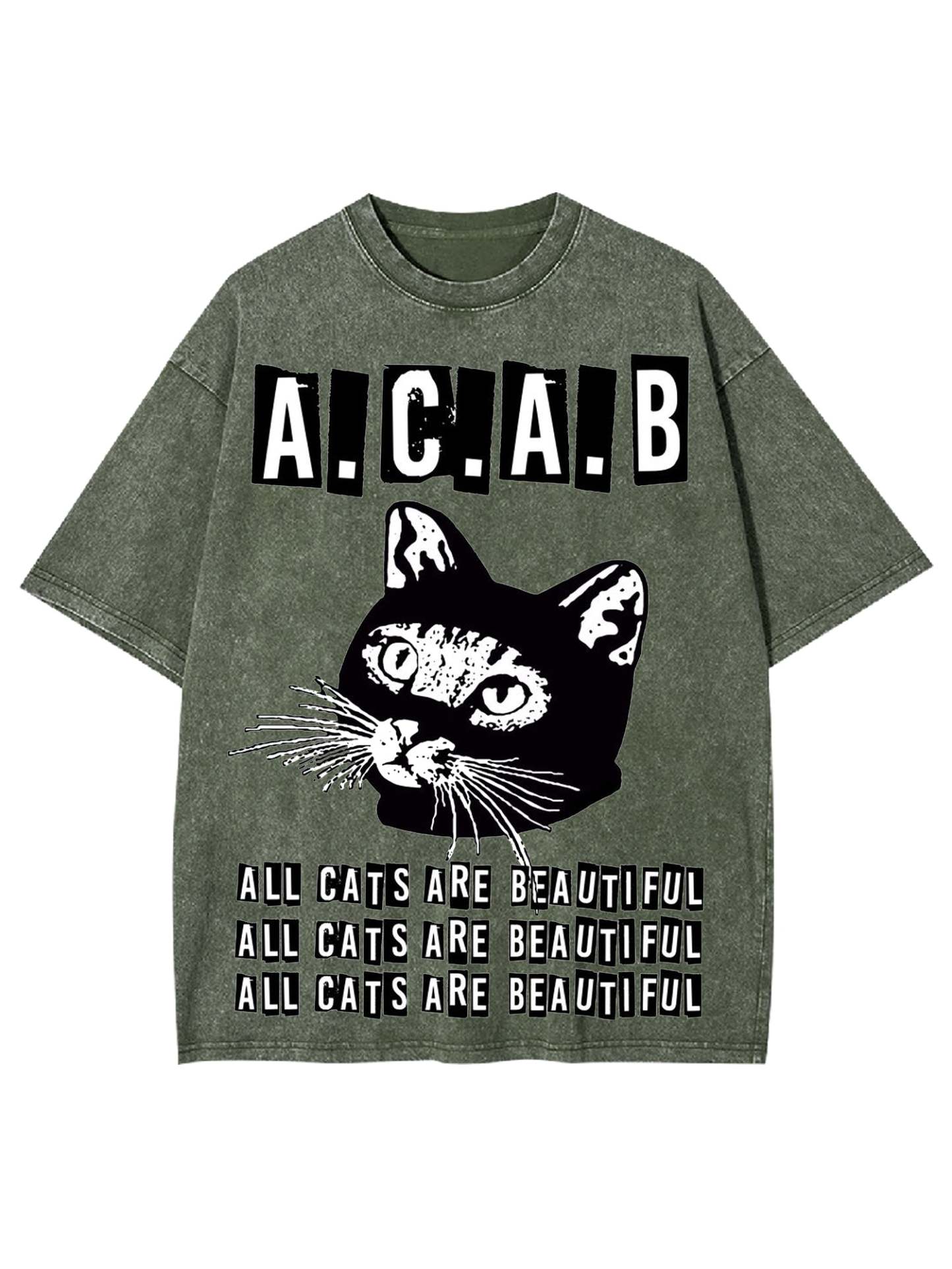 All Cats Are Beautiful Washed Tshirt-ClassyOutlaw