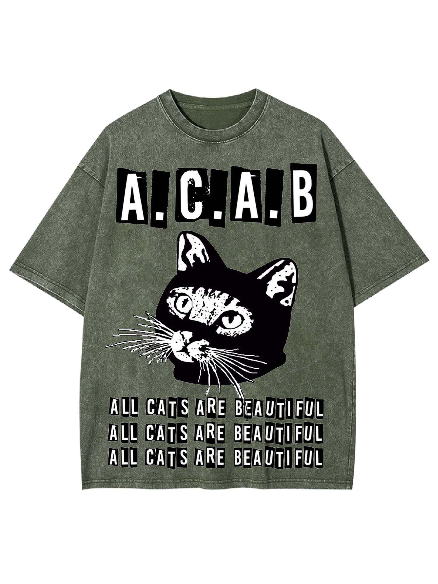 All Cats Are Beautiful Washed Tshirt-ClassyOutlaw