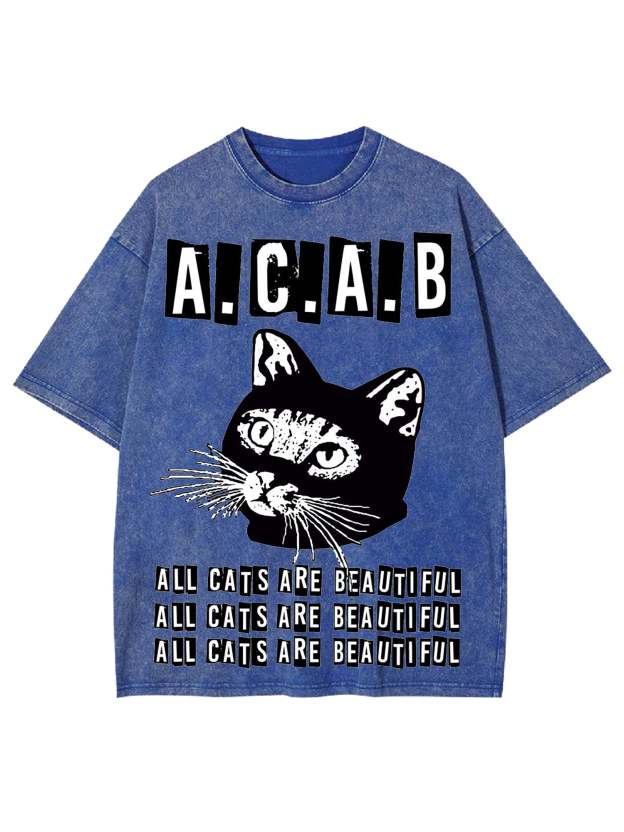 All Cats Are Beautiful Washed Tshirt-ClassyOutlaw