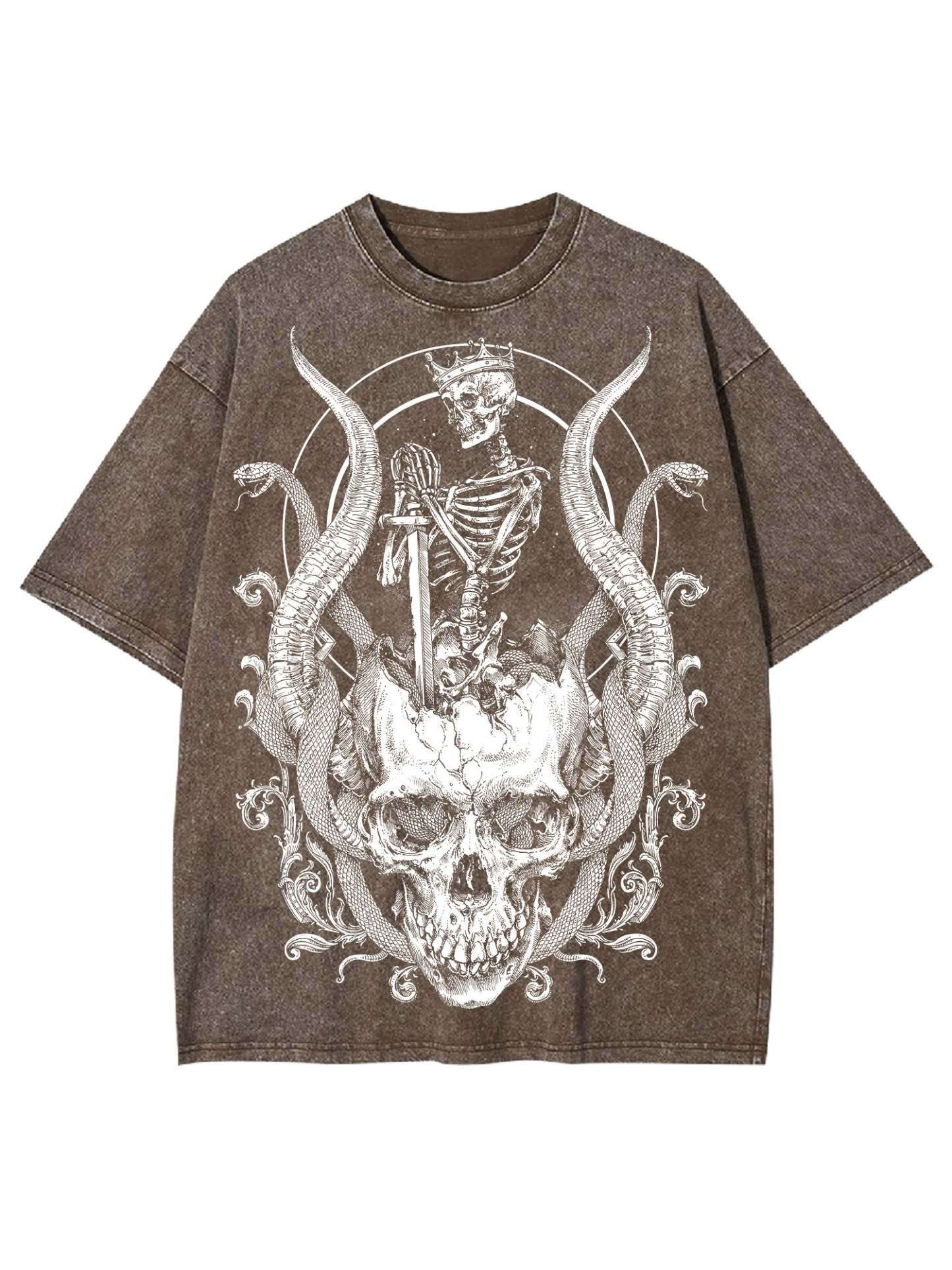 Skeleton King Washed Tshirt-ClassyOutlaw