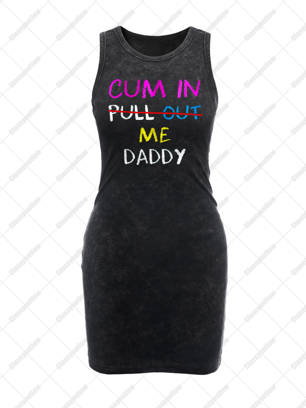 CUM IN PULL OUT ME DADDY VINTAGE BODYCON TANK DRESS